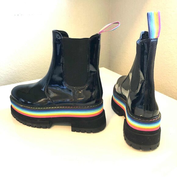 NWOT KURT GEIGER LONDON Birdie Rainbow Platform Chelsea Boot Black 6 MSRP $240 - Picture 4 of 9